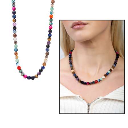 Küre Kesim Çakra Doğaltaş Kombinli Kadın Başarı Kolyesi - Tesbihane