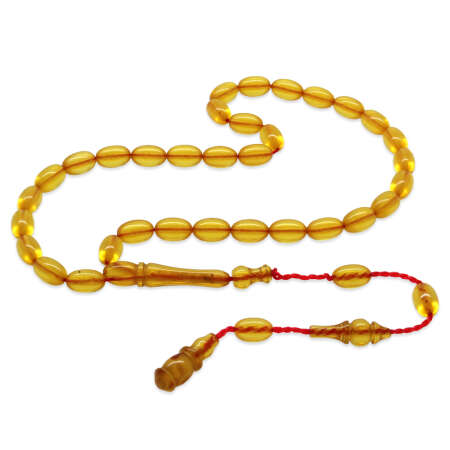 Sistemli Arpa Kesim Mini Boy Ihlamur Sarı Ateş Kehribar Tesbih - Tesbihane