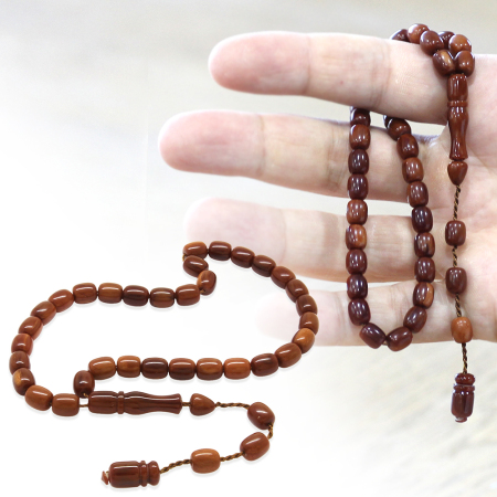 Sistemli Küp Kesim Bilek Boy Kahverengi Ateş Kehribar Tesbih - Tesbihane