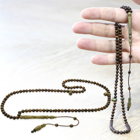 Sistemli Küre Kesim Kahverengi 99 Taneli Pelesenk Namaz Tesbihi - Tesbihane