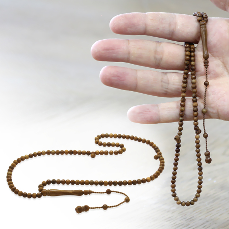 Sistemli Küre Kesim Mini Boy Kahverengi 99 Taneli Kuka Namaz Tesbihi - Tesbihane