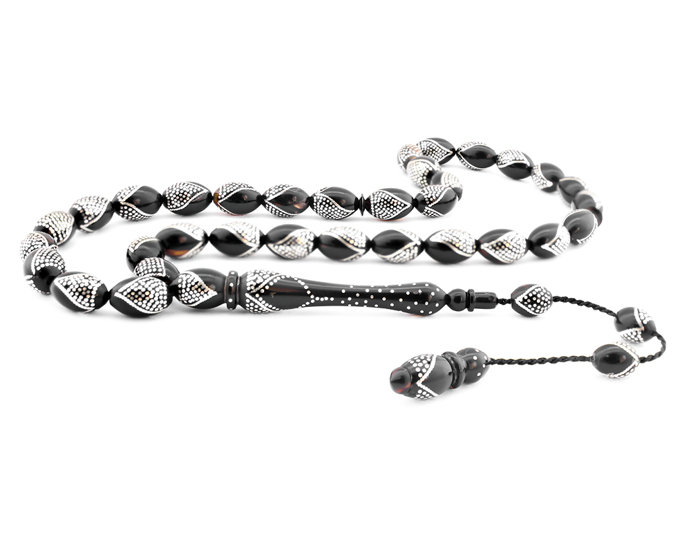 Usta İşçiliği Gümüş İşlemeli Bağa Tesbih-2 - 1