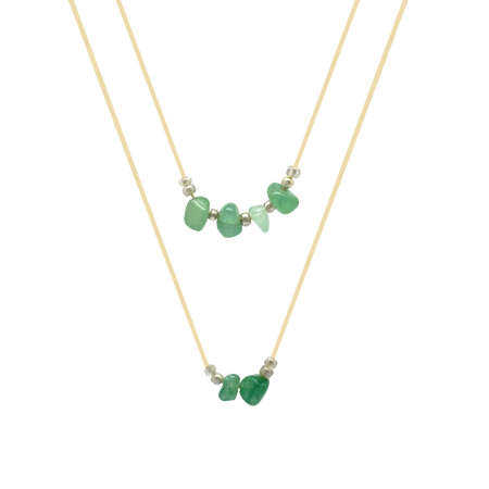 Zarif İp Zincirli Doğal Form Minimalist Tasarım Yeşim Taşı Doğaltaş Kadın Kolye - Tesbihane