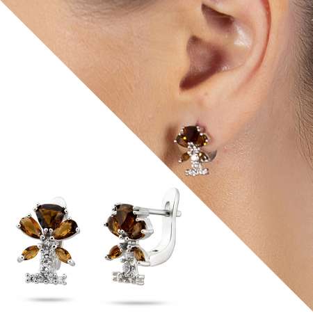 Zultanit Taşlı Kır Çiçeği Tasarım 925 Ayar Gümüş Küpe - Tesbihane